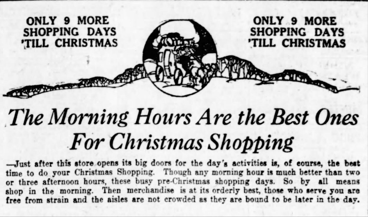 The morning hours are the best ones for Christmas shopping